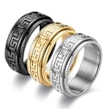 Miniatyrbillede 2 af 7: Fantastisk roterende præget Great Wall Motiv Ring - symbol 8 mm sort nr. 7