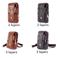 Miniatyrbild 1 av 10: Män läder midja väska multifunktions-Fanny Pack stor kapacitet b Som på bilden 1 brown 2 layer