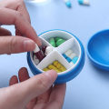 Miniatyrbilde 5 av 6: tablettdose pilleglass medisinpose pillebokser 4 rom cyan