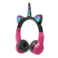 Miniatyrbillede 3 af 3: cat ears headset trådløs cat bluetooth hovedtelefoner musta