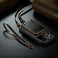 (För iPhone 15 Pro Max) Läder crossbody plånboksfodral med kortfack och RFID-skydd kaffefärgad
