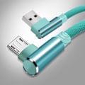 Miniatyrbilde 11 av 11: Vinklet 90 graders ladekabel USB A til USB C / iPhone Lightning / Micro-USB (Lyn) himmelblå 2 meter