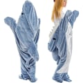 Miniatyrbillede 1 af 6: Shark tæppe pyjamas Shark Blanket Hoodie Adult Shark Adult Bärbarfi grå m (130*70 cm)