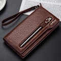 Miniatyrbild 9 av 10: Baellerry Luxury Men Plånböcker Långväska Man Clutch Läder Dragk Brun