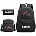 Miniatyrbillede 1 af 3: Roblox Rygsæk Penalhus Skulderrem Tasker Pakke (3 stk) sort 2