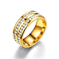 Miniatyrbillede 2 af 6: TITANIUM STÅL Fuld Diamant Dobbelt Halo Cirkel Diamant Ring - Lyx 8 mm sort lilla diamant nr. 11