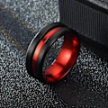 Miniatyrbillede 1 af 7: High-End rød dominerende ring til mænd - Edel rillet sort luksus 8mm rød og sort nr. 9