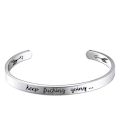 Miniatyrbilde 1 av 6: Titanstål C-formet Inspirerende Armbånd - Fortsett å skyve fremover omvendt gravert stålfarge