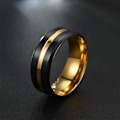 Miniatyrbillede 3 af 7: Elegant sort spaltet ring til mænd - Unik farverig designdeklaration 8mm sort med guld indvendigt hul nr. 6