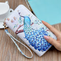 Miniatyrbild 2 av 9: Baellerry Peacock Printed Women Handväskor PU läder kopplingsväs Rosaröd 19cm*10cm*2.5cm