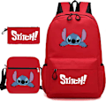 Miniatyrbillede 5 af 5: stitch rygsæk penalhus skulderrem tasker pakke (3 stk) sort