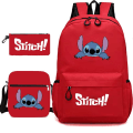 Miniatyrbillede 5 af 5: stitch rygsæk penalhus skulderrem tasker pakke (3 stk) sort 3