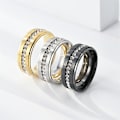 Miniatyrbilde 6 av 7: Dobbelt-trinn matt diamantring - glitrende fullskjæret diamantforlovelse 8mm svart nr. 8