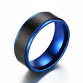 Miniatyrbillede 1 af 6: Aristocratic Domination Sort Ring - Elegante blå accenter til kr 8mm blå og sort nr. 9