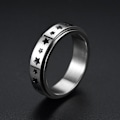 Miniatyrbillede 1 af 7: Lucky Cat Titanium Stål Drejelig Ring: En Stjerne Måne Personlighed stjerner i størrelse 6 mm nr. 6