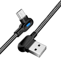 Miniatyrbild 11 av 11: vinklad 90 graders laddare kabel USB a till USB c / iPhone Light röd (TYPE-C) 2 meter