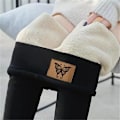 Miniatyrbillede 3 af 7: foret vinterleggings fleece-tights med høj talje muoti musta S