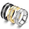 Miniatyrbillede 2 af 7: Dobbelt-trin mat diamant ring - glitrende fuldslebet diamant forlovelsesring 8mm stålmaling nr. 13