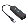 Pikkukuva 1 / 3: USB3 A-uros, Gigabit RJ45 verkkoadapteri, 3x USB3 naaras, musta