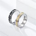 Miniatyrbilde 3 av 6: Stellar Timeless Chic: Mote-roterende svart sol- og måne-ring svart sol måne nr. 9