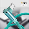 Miniatyrbilde 9 av 11: Vinklet 90 graders laderkabel USB A til USB C / iPhone Lightning (Type-C) himmelblå 2 meter