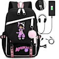 Pikkukuva 1 / 4: Aphmau reppu lasten reput reppu USB-liitännällä 1kpl musta 2