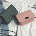 Miniatyrbillede 5 af 10: Lædertaske Skulderremstaske Crossbody-taske lyserød
