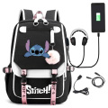 Miniatyrbillede 1 af 4: stitch rygsæk børn rygsække rygsæk med USB stik 1stk sort