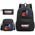 Miniatyrbillede 1 af 5: Sonic rygsæk penalhus skulderrem tasker pakke (3 stk) sort 1