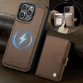 (För iPhone 12 Pro Max) Magnetiskt plånboksfodral för telefon med kickstand och 6 kortfack, RFID-skydd, PU-läder brun