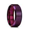 Pikkukuva 1 / 7: Kaksisivuinen Klassinen Mattainen Gaze-Sormus - Kiillotettu Hopeapinnoitettu Koru 8mm violetti Nro 6