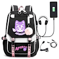 Miniatyrbillede 1 af 6: Aphmau rygsæk børne rygsække rygsæk med USB stik 1 stk sort 3