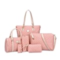 Miniatyrbild 1 av 8: Lyxiga kvinnor axelväska PU läder Tote handväska Crossbody väsko Rosa