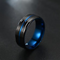 Miniatyrbild 5 av 7: Elegant svart slitsad ring för män - Unik färgglad designdeklara 8mm steg svart med inre hål blå nr 13