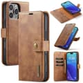 Miniatyrbillede 6 af 6: (Til iPhone 14 Pro) DG.MING Læderpung Etui: Aftagelig 2-i-1- grå