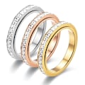 Miniatyrbillede 2 af 6: Blændende diamant roterende ring - 14K hvidguld lille firkantet d 4mm stål farve firkantet diamant nr. 7