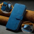 (För Samsung Galaxy S20 FE) DG.MING Plånboksfodral i premiumläder med kortfack, magnetlock och stativfunktion Blå