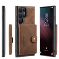 (För Samsung S23 Plus) Plånboksfodral med kortfack och kickstand slim chockskydd brun
