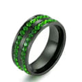 Miniatyrbillede 3 af 6: TITANIUM STÅL Fuld Diamant Dobbelt Halo Cirkel Diamant Ring - Lyx 8 mm dobbelt række sorte diamanter nr. 5