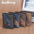 Pikkukuva 5 / 7: Baellerry Miesten Lompakko Business Color Blocking RFID Nahka Slim Zi musta