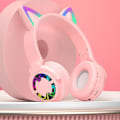 Pikkukuva 5 / 6: kissan korvat langattomat kuulokkeet bluetooth led valot Grøn