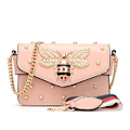 Miniatyrbillede 1 af 10: Bee Kvinder Crossbody Tasker Læder Luksus Håndtasker Dame Skuldertaske lyserød 21 cm * 8 cm * 15 cm