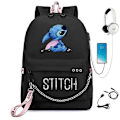 Pikkukuva 1 / 4: stitch reppu lasten reput reppu USB-liitännällä 1kpl musta