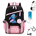 Pikkukuva 1 / 6: stitch reppu lasten reput reppu USB-liitännällä 1kpl pinkki 3