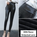 Miniatyrbillede 3 af 6: Vinter varm læder sort sexede leggings bukser høj talje fortykket fleece xxl