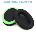 Pikkukuva 1 / 5: korvatyynyt tyynyt Razer KAIRA X Pro Barracuda X tyynysarjalle musta/vihreä kangas