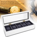 Miniatyrbild 7 av 8: 5 rutnät Stoving Varnish Watch Display Case Förvaringslåda Organizer Smyckeskrin (Vit)