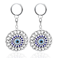 Miniatyrbillede 2 af 8: 2 stk. Ondt Øje Nøglering Openwork Rundt Snoet Diamant Tyrkiet Blå Ondt Øje Amulet Nøglering Taske Charm Dekor