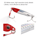Miniatyrbilde 8 av 8: 40g Metallfiske Lokke Langkastende Jigging Jernplate Hard Fake Bait med Dobbelkrok Fjær Rød Hode og Sølv Kropp