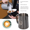 Miniatyrbilde 7 av 8: Melkeskummer i rustfritt stål, melkeskummerkanne, blandebeger, kanne for kaffedrikker, 450 ml, svart